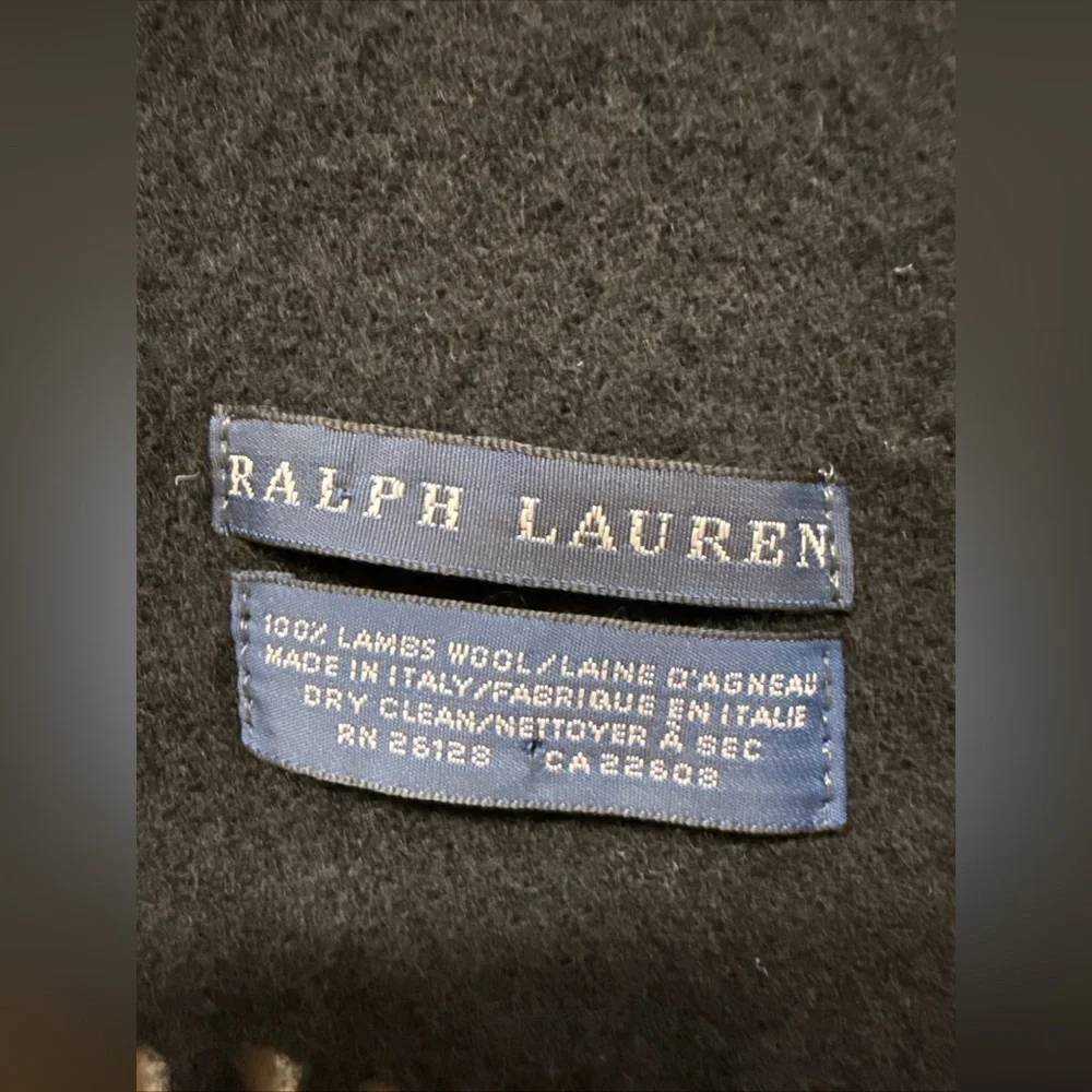 VTG Ralph Lauren Men’s Black 100% Lambswool Neck Scarf‎ Wool Made Italy Preppy